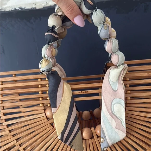 Cult Gaia Bamboo Ark Bag with Multicolor Scarf - Picture 3 of 7